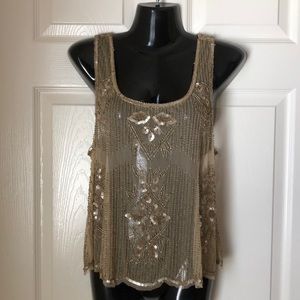 Willow & Clay Fully Gold Beaded Sheer Top